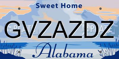 GVZAZDZ Alabama License Plate