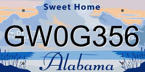 GW0G356 Alabama License Plate