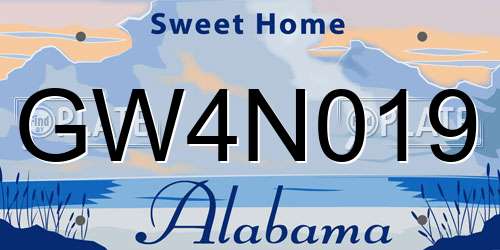 GW4N019 Alabama License Plate
