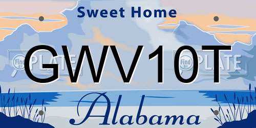 GWV10T Alabama License Plate