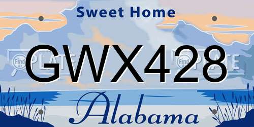 GWX428 Alabama License Plate