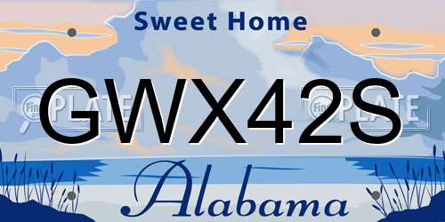 GWX42S Alabama License Plate