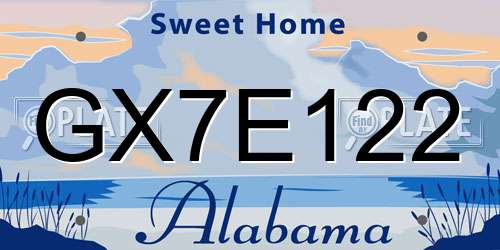 GX7E122 Alabama License Plate
