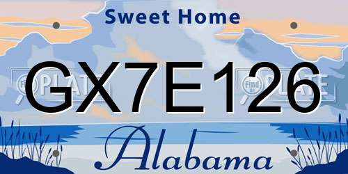 GX7E126 Alabama License Plate