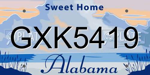GXK5419 Alabama License Plate
