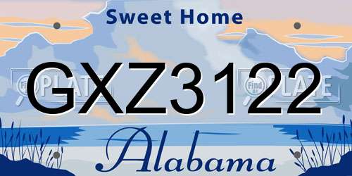 GXZ3122 Alabama License Plate