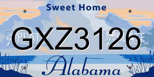GXZ3126 Alabama License Plate
