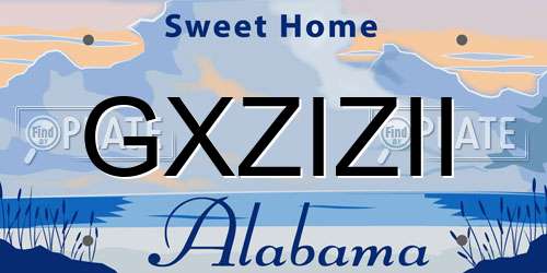 GXZIZII Alabama License Plate