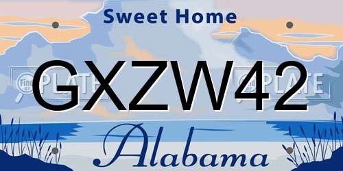 GXZW42 Alabama License Plate