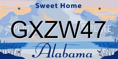 GXZW47 Alabama License Plate