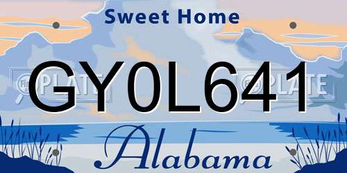 GY0L641 Alabama License Plate