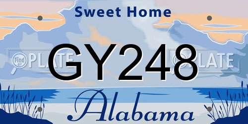 GY248 Alabama License Plate
