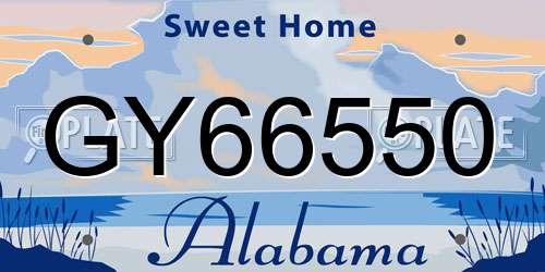 GY66550 Alabama License Plate