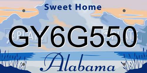 GY6G550 Alabama License Plate