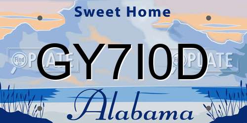 GY7I0D Alabama License Plate