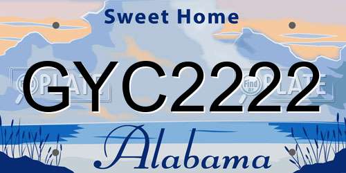 GYC2222 Alabama License Plate