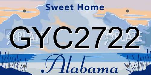 GYC2722 Alabama License Plate