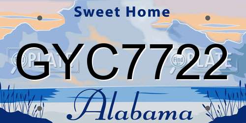 GYC7722 Alabama License Plate