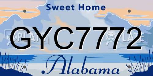 GYC7772 Alabama License Plate