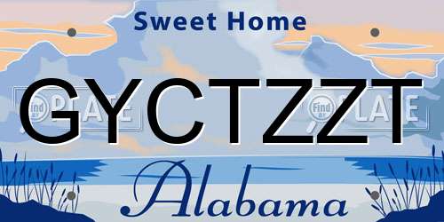 GYCTZZT Alabama License Plate