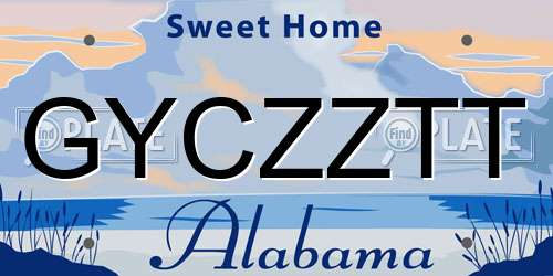 GYCZZTT Alabama License Plate