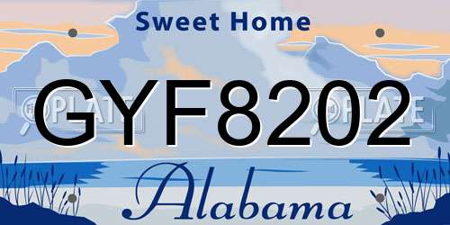 GYF8202 Alabama License Plate