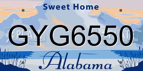 GYG6550 Alabama License Plate