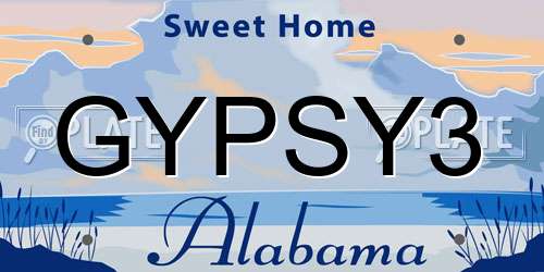 GYPSY3 Alabama License Plate