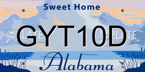 GYT10D Alabama License Plate