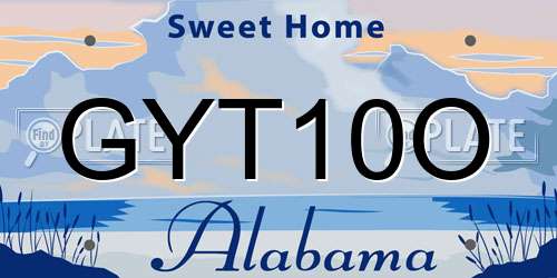 GYT10O Alabama License Plate
