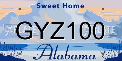 GYZ100 Alabama License Plate