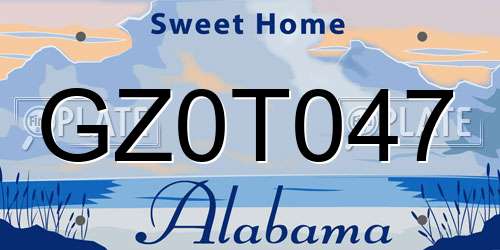 GZ0T047 Alabama License Plate