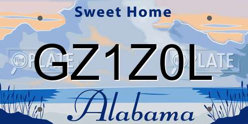 GZ1Z0L Alabama License Plate