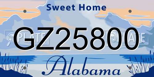 GZ25800 Alabama License Plate