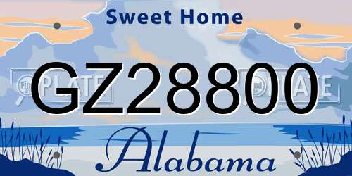 GZ28800 Alabama License Plate