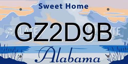 GZ2D9B Alabama License Plate