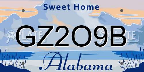GZ2O9B Alabama License Plate