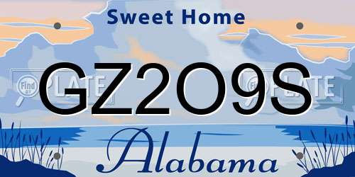 GZ2O9S Alabama License Plate