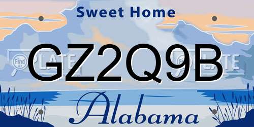 GZ2Q9B Alabama License Plate