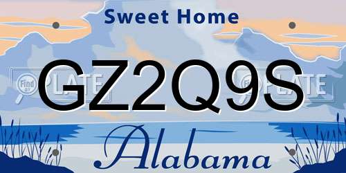 GZ2Q9S Alabama License Plate