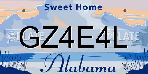 GZ4E4L Alabama License Plate