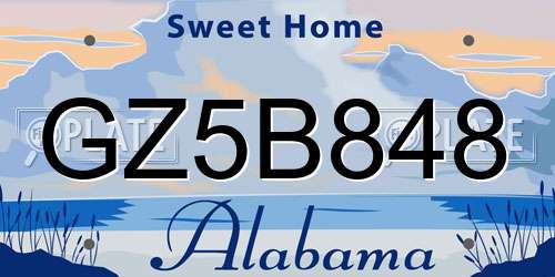 GZ5B848 Alabama License Plate