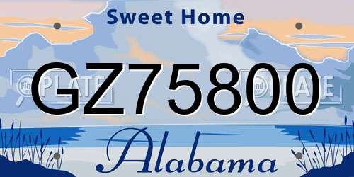 GZ75800 Alabama License Plate