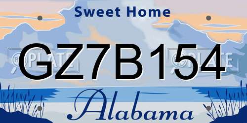 GZ7B154 Alabama License Plate