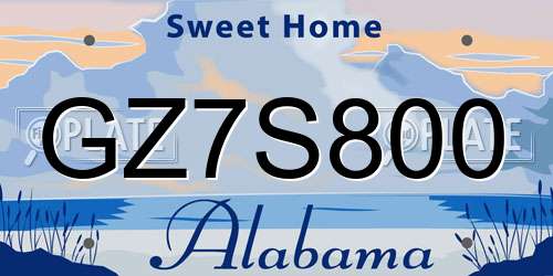 GZ7S800 Alabama License Plate