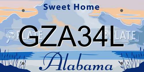 GZA34L Alabama License Plate