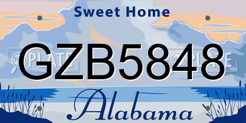 GZB5848 Alabama License Plate