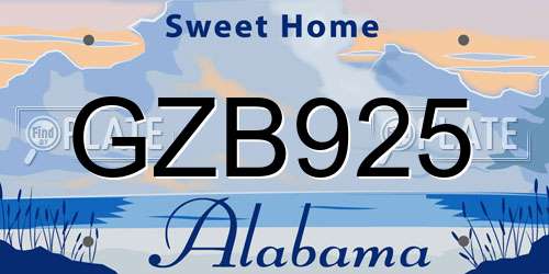 GZB925 Alabama License Plate
