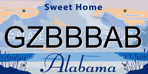 GZBBBAB Alabama License Plate