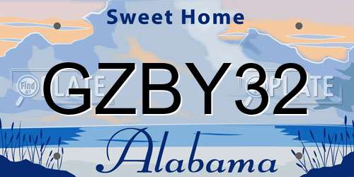 GZBY32 Alabama License Plate